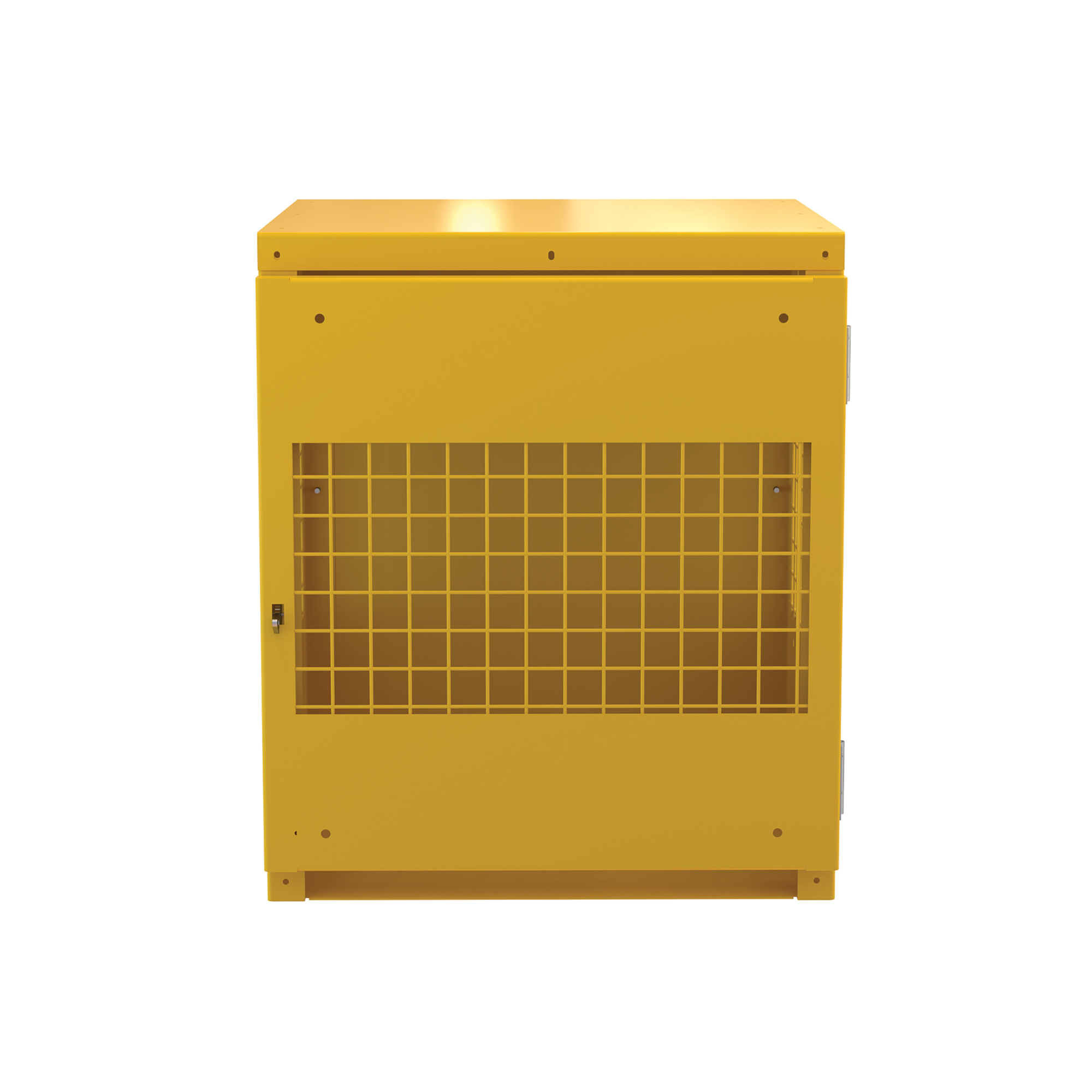 Vestil Vertical Cylinder Cabinet - 4-Cylinder Capacity, 35.25in. Height, 30in. Width, Yellow, Lockable, Model# CYL-V-4